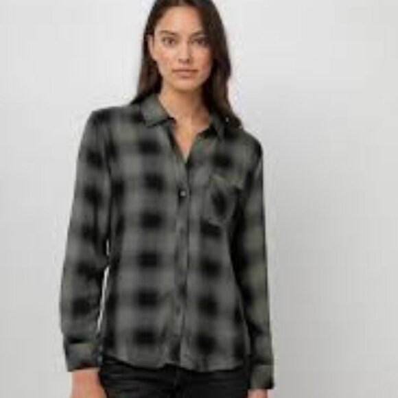 Rails XS Hunter Moss Ash Plaid Black and Olive Shirt - Picture 1 of 9
